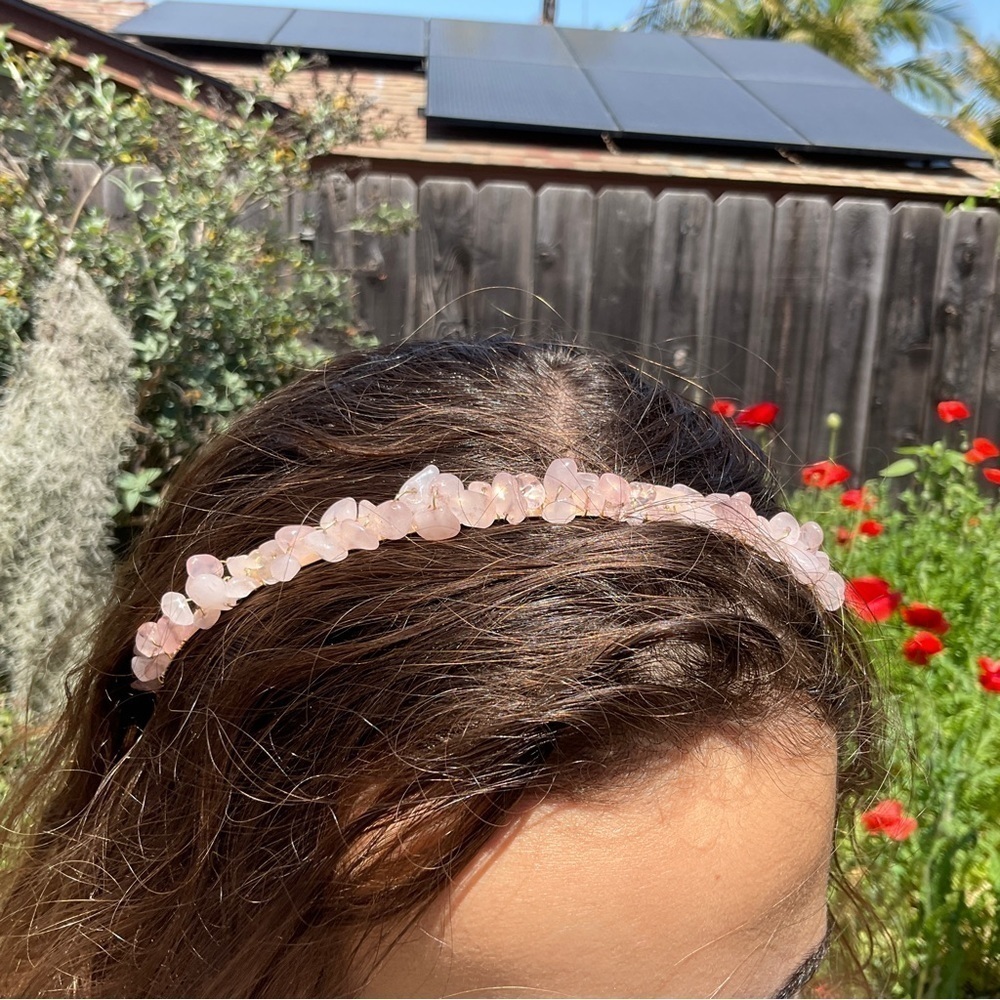 Gemstone Headband Tiara Genuine Rose Quartz Hair Piece Jewel Festival …